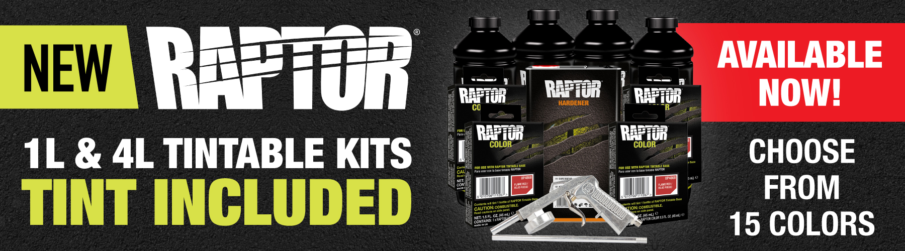 Raptor 1L & 4L Tintable Kits with Tint