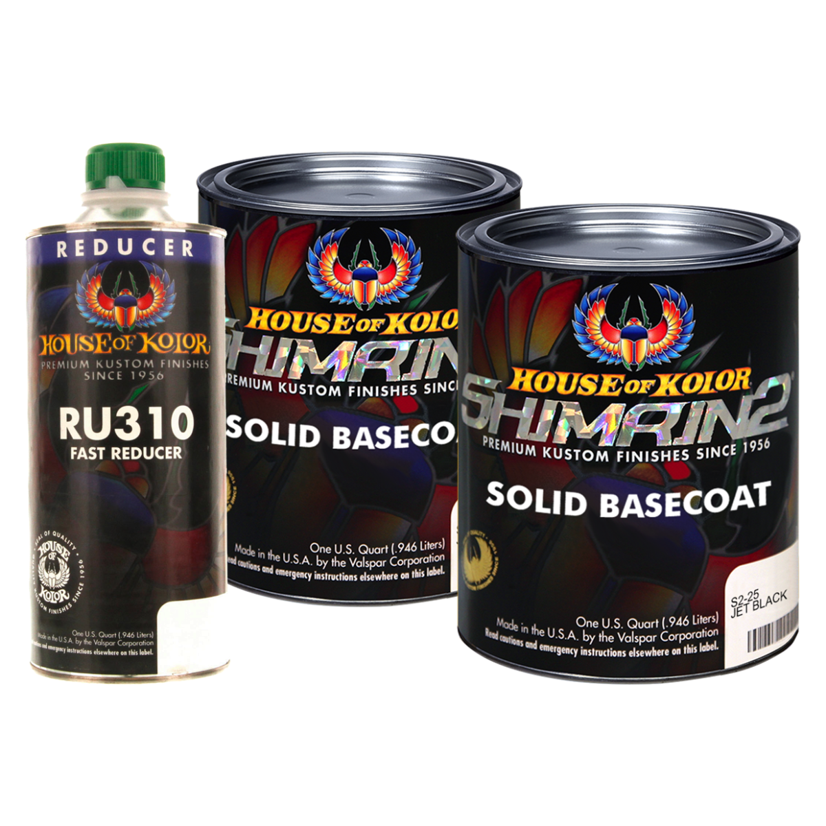House of Kolor S2-25 Jet Black Solid Basecoat 2 Quart Kit +