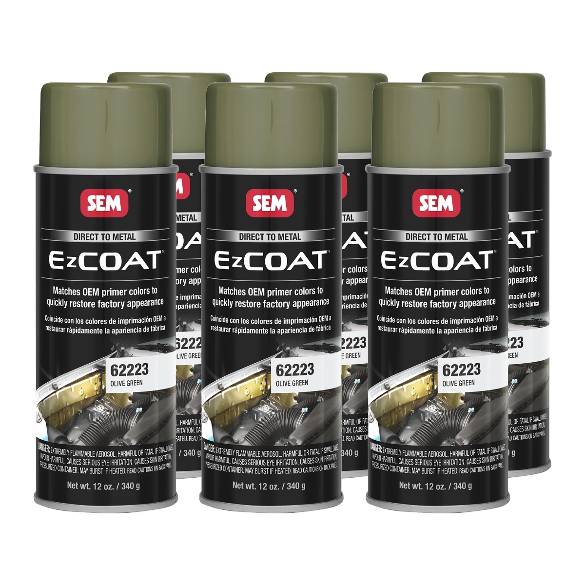 SEM 62223 EZ Coat Olive Green Direct To Metal Spray Paint 12 oz (6