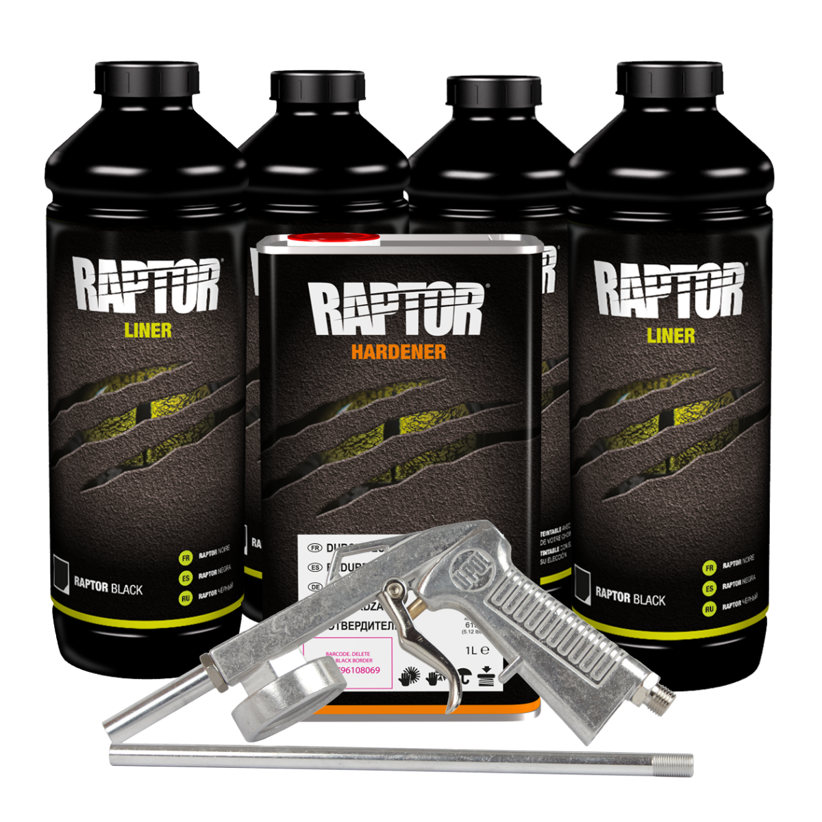 U-POL 820 Raptor Black Spray-On Truck Bed Liner Kit w/ FREE Spray