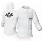 CLEAN Hooded Lab Coat White Nylon Elastic Waist (Large)