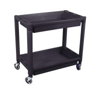 Heavy Duty Plastic 2 Shelf Utility Cart (Black)