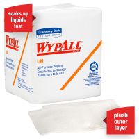 WypAll 05701 L40 Disposable Double Re-Creped 1 Ply Cleaning and Drying Towels