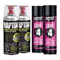 Raptor 2K Black Spray-On Truck Bedliner Aerosol #4 Grip Adhesion Kit 4883 (2) + 799 (2)