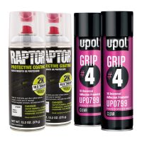 Raptor 2K White Spray-On Truck Bedliner Aerosol #4 Grip Adhesion Kit 4885 (2) + 799 (2)