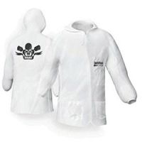 CLEAN Hooded Lab Coat White Nylon Elastic Waist (Medium)