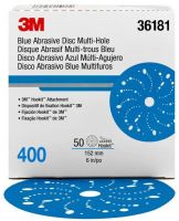 3M Hookit Blue Abrasive Disc Multi-hole 6 inch 400 Grit (50 Discs)