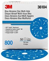 3M Hookit Blue Abrasive Disc Multi-hole 6 inch 800 Grit (50 Discs)