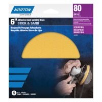 Norton 00352 Stick and Sand 6 in. P40 Grit PSA Sanding Disc (5 ct)
