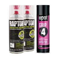 Raptor 2K White Spray-On Truck Bedliner Aerosol #4 Grip Adhesion Kit 4885 (2) + 799