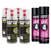 Raptor 2K White Spray-On Truck Bedliner Aerosol #4 Grip Adhesion Kit 4885 (4) + 799 (2)