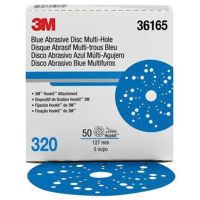 3M 36165 Multi-Hole Hook and Loop Blue 5 in. 320 Grit Sanding Disc (50 Discs)