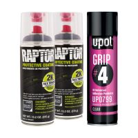 Raptor 2K Basalt Gray Spray-On Truck Bedliner Aerosol #4 Grip Adhesion Kit 4884 (2) + 799