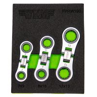 VIM Tools FPRW100 3 Piece Flex Palm Metric Ratchet Set